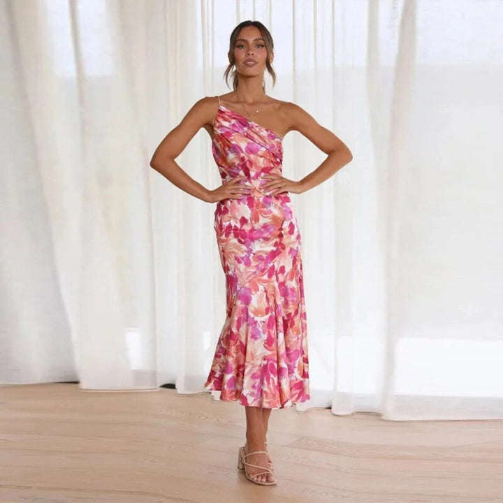 Hailey | Sommarmaxiklänning Med Asymmetrisk Skärning Och Blommönster För Dam