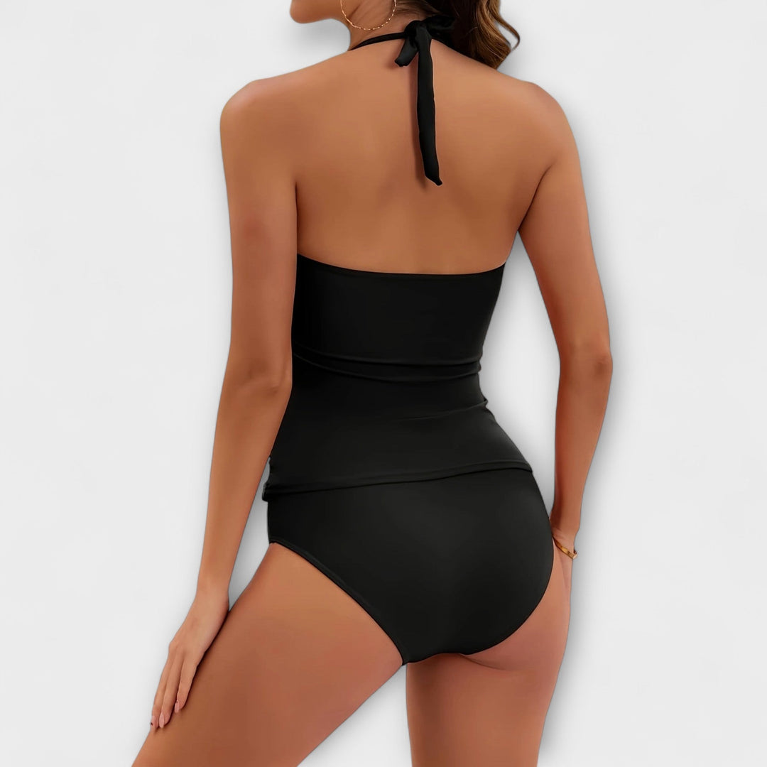 Sophia | Dam Solid Halter Tvådelad Baddräkt