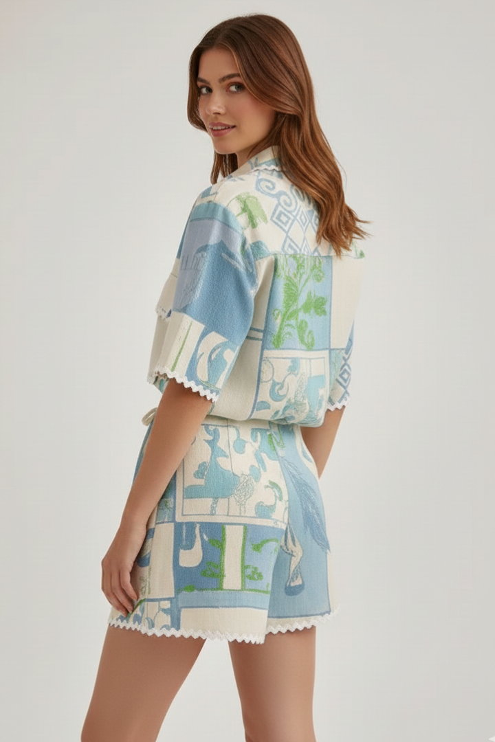 Harper | Kvinnors Patchwork Tvådelat Set Shorts
