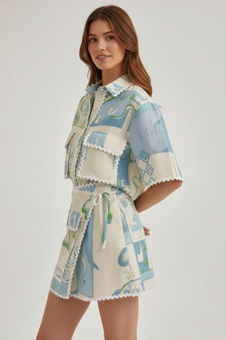Harper | Kvinnors Patchwork Tvådelat Set Shorts