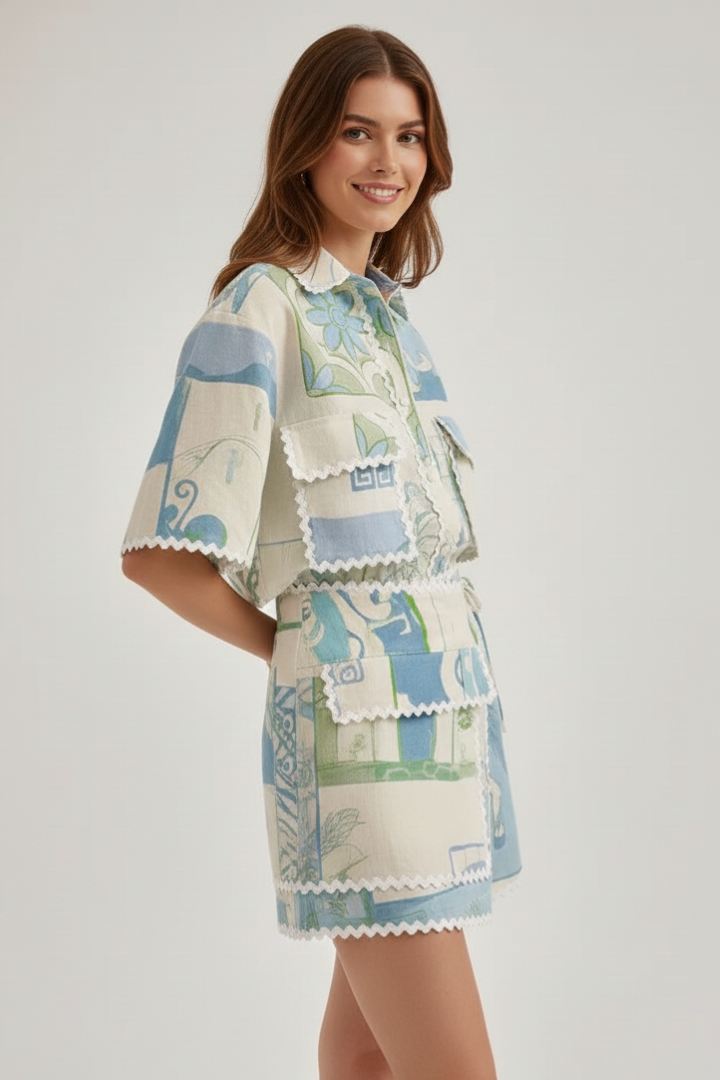 Harper | Kvinnors Patchwork Tvådelat Set Shorts