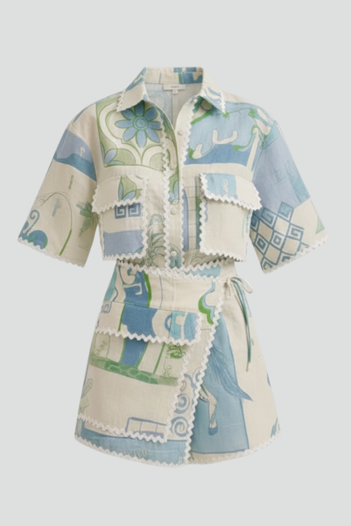 Harper | Kvinnors Patchwork Tvådelat Set Shorts