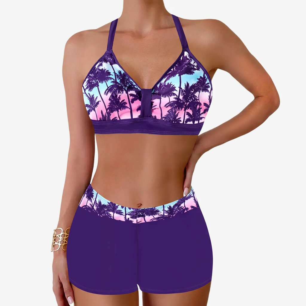 Chloe | Damens Ribbad Högmidjad Bikini Baddräkt