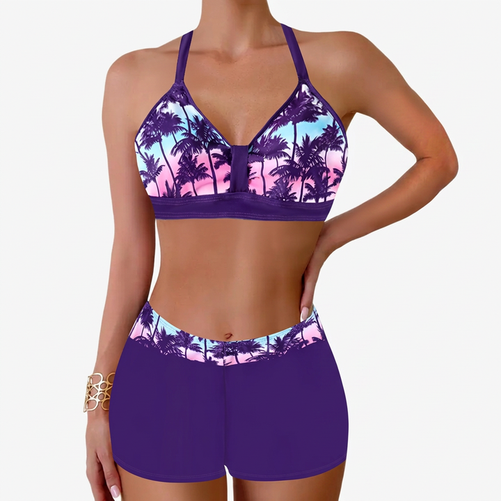 Chloe | Damens Ribbad Högmidjad Bikini Baddräkt