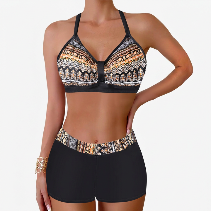 Chloe | Damens Ribbad Högmidjad Bikini Baddräkt