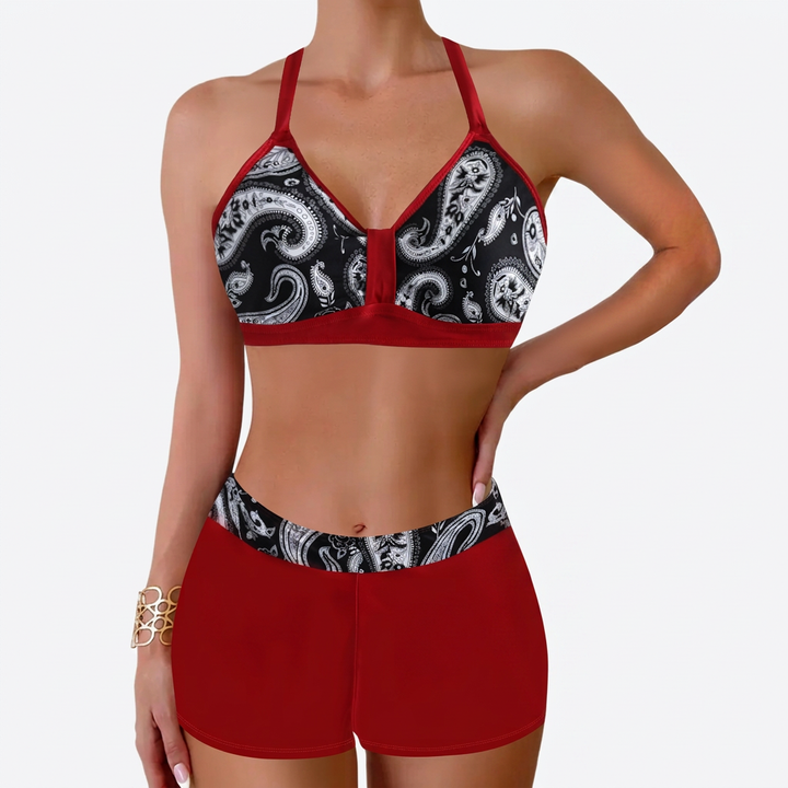 Chloe | Damens Ribbad Högmidjad Bikini Baddräkt