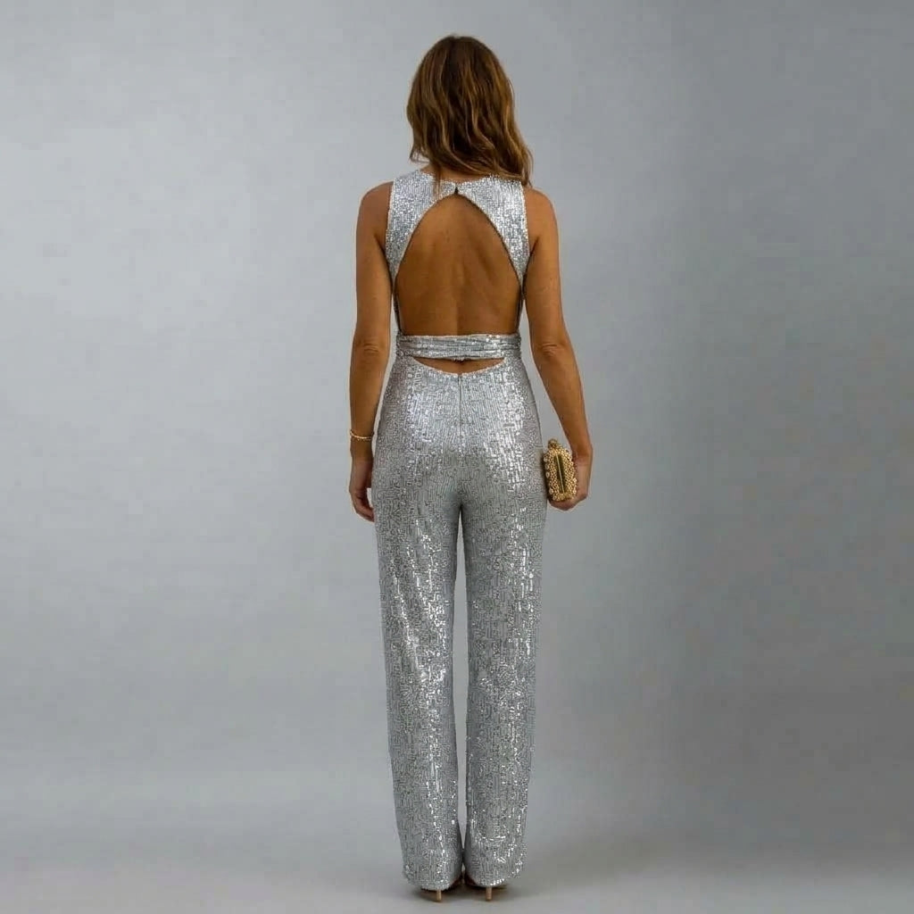 Brooklyn | Kvinnors Paljett Raka Ben Kvälls Jumpsuit