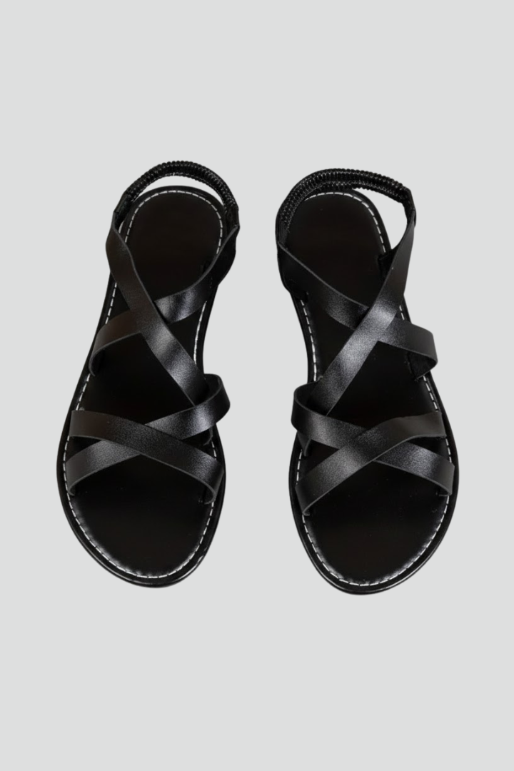 Maria | Kvinnors Platta Sandaler med Korsade Remmar