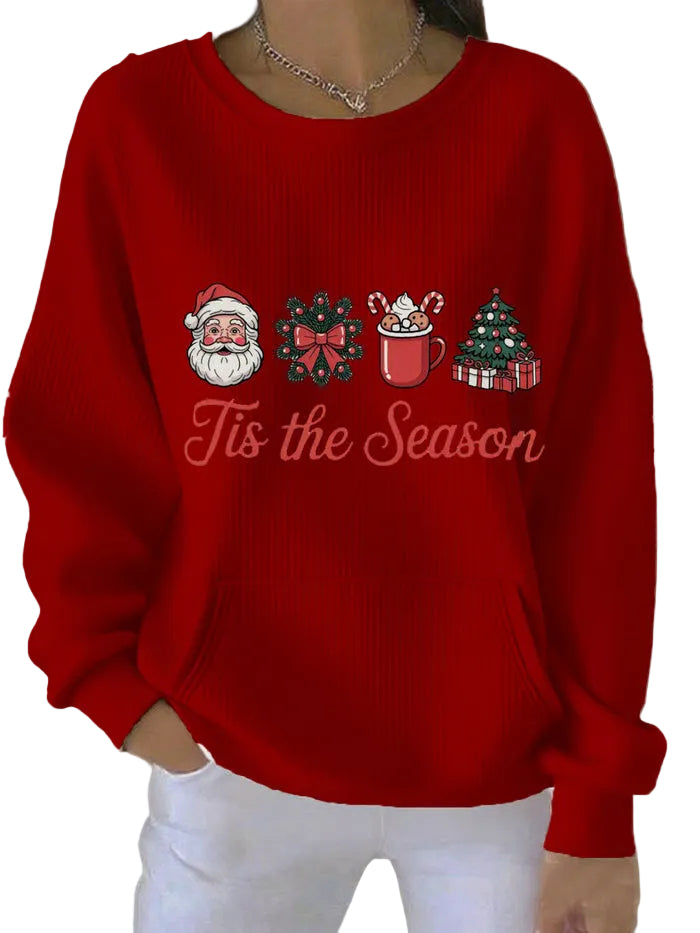 Dam Julsweatshirt med Julmotiv och Rundad Halsringning