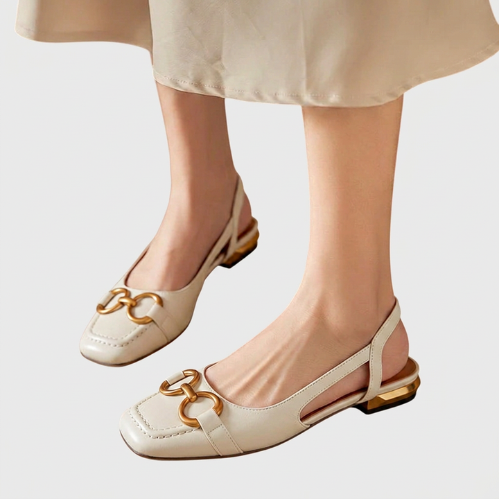 Emilia | Eleganta Slingback-skor med Gulddetalj