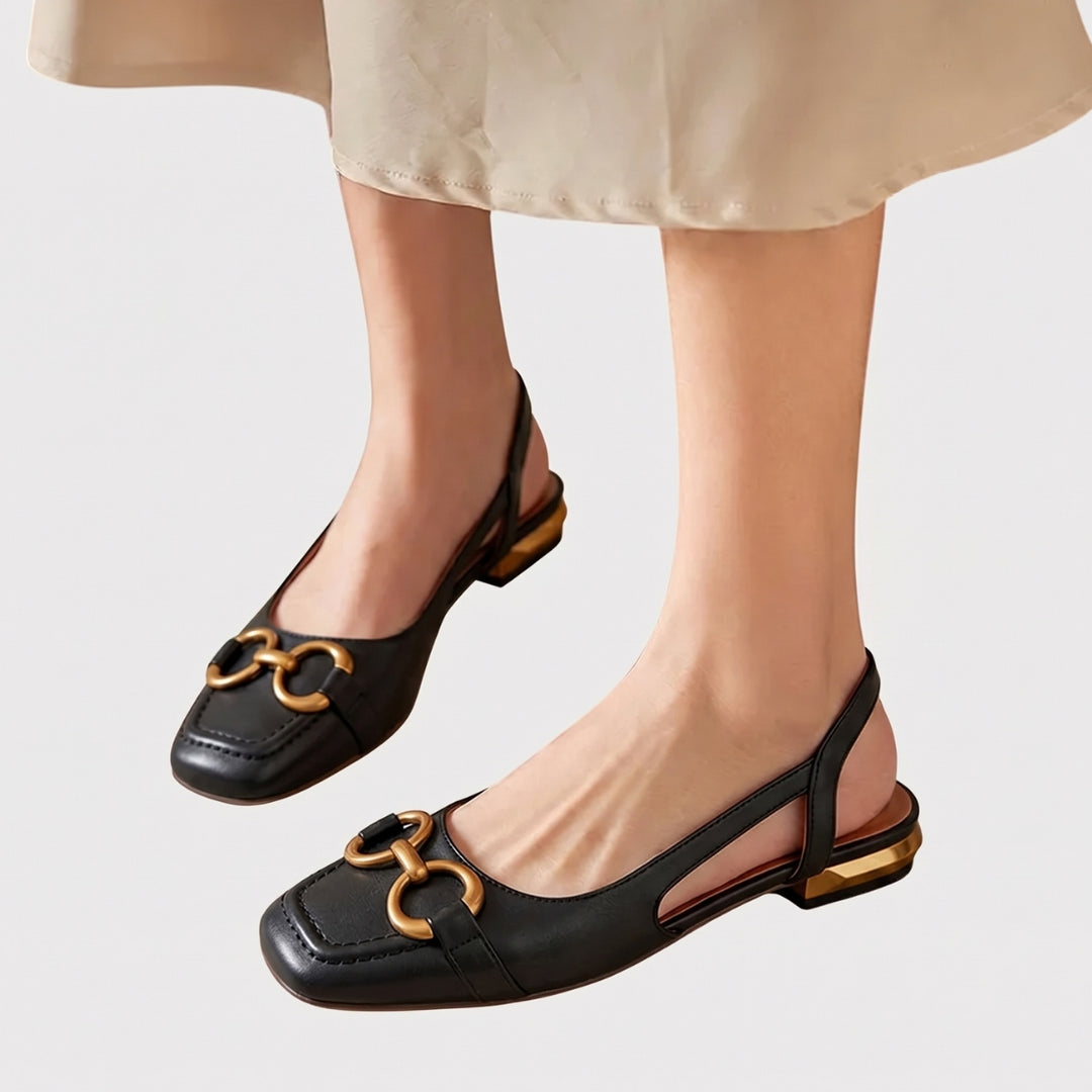 Emilia | Eleganta Slingback-skor med Gulddetalj