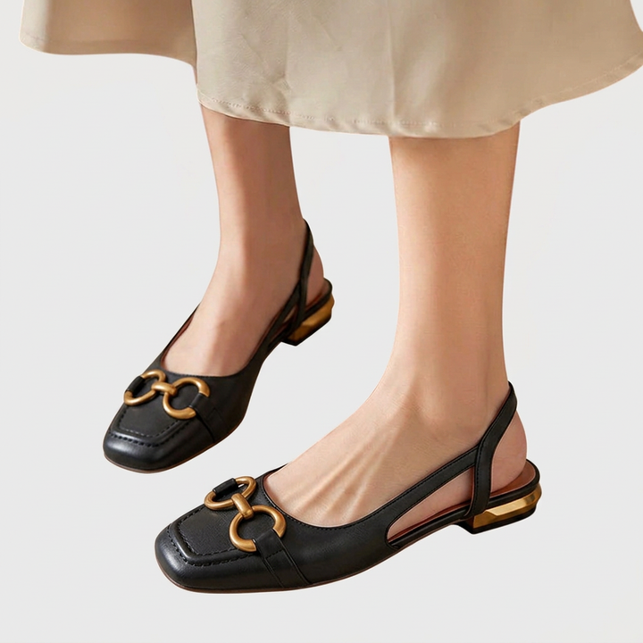 Emilia | Eleganta Slingback-skor med Gulddetalj