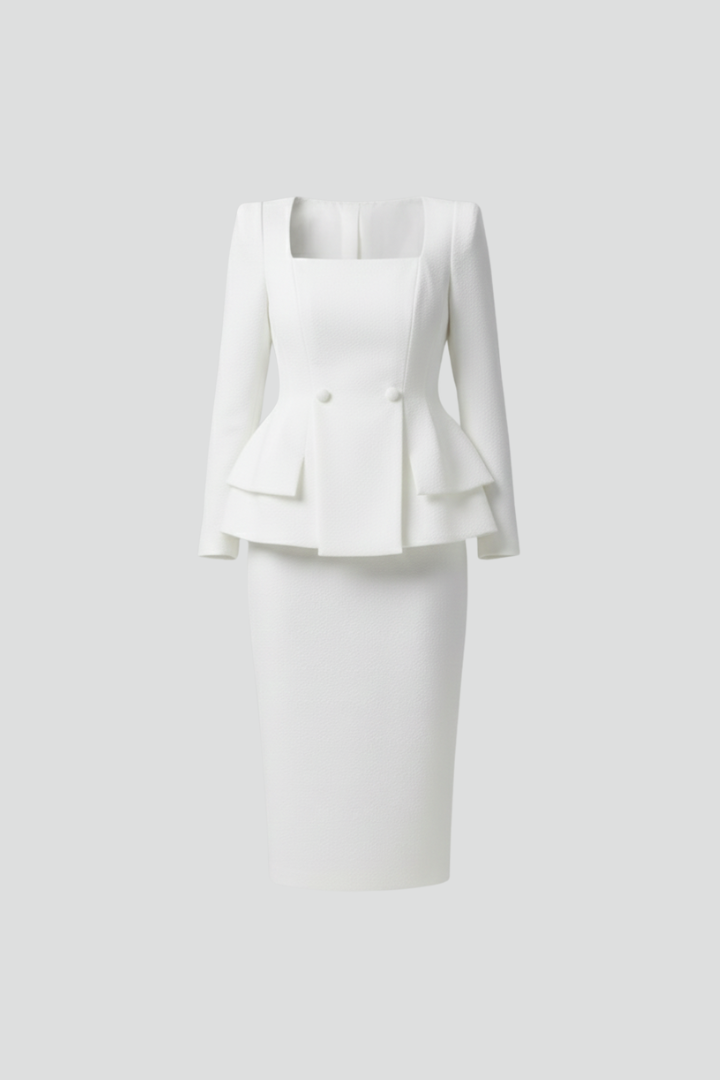 Kylie | Dam Blazer med Fyrkantig Halsringning och Kjol