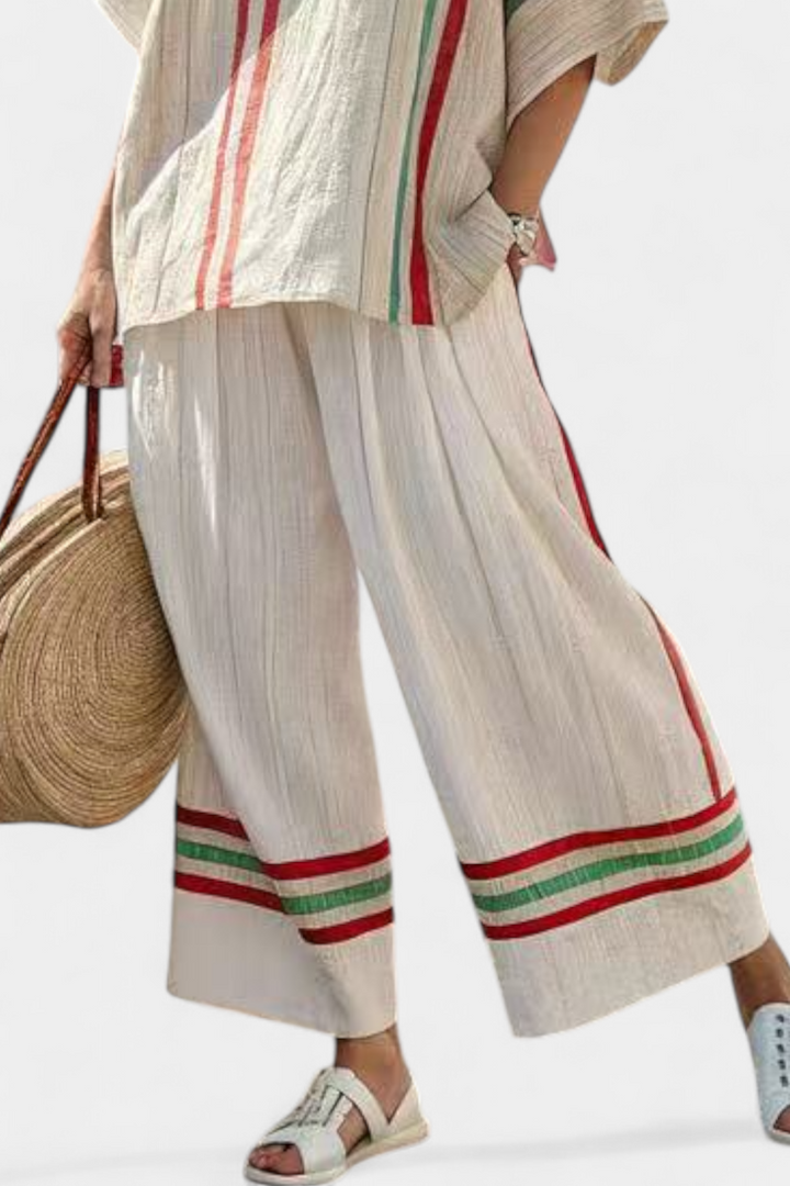 Truvane | Bekväm Boho-mönstrad Blus &amp; Löst sittande Byxor