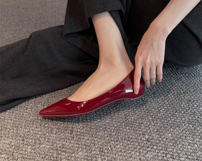 Dam Spetsiga Ballerinaskor med Lackfinish för Kontor