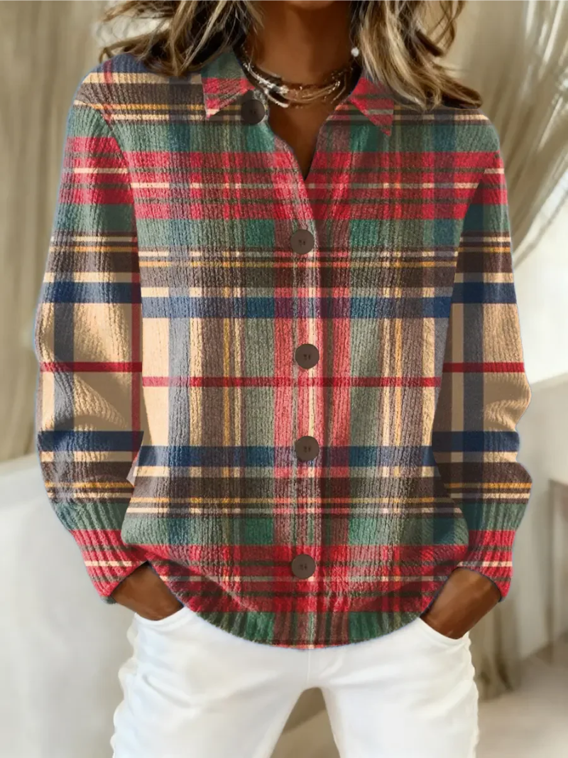 Nora – Rutig Stickad Blus