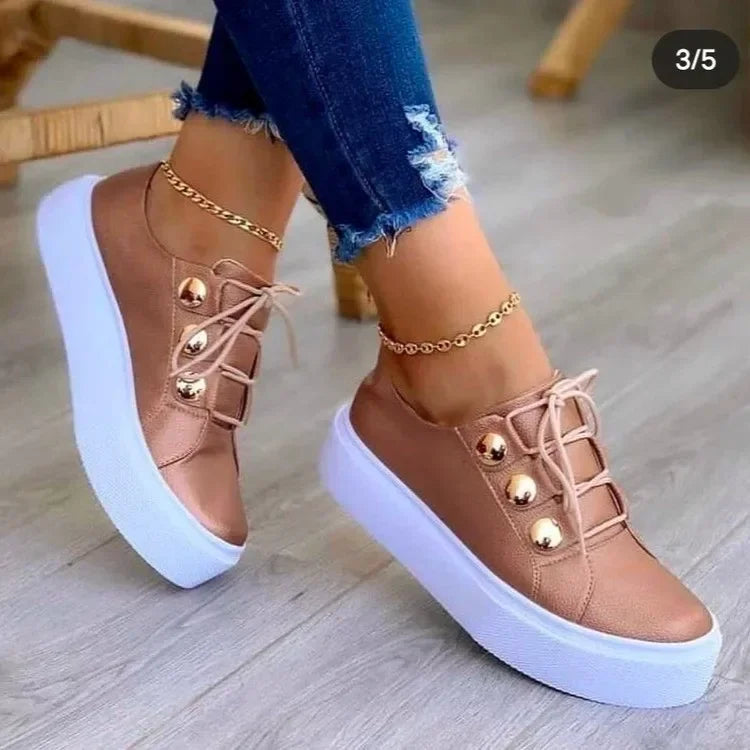 Serena | Ortopediska Platåsneakers Med Rund Tå