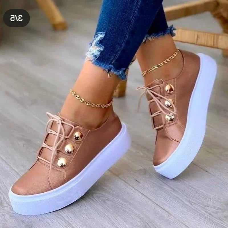 Serena | Ortopediska Platåsneakers Med Rund Tå