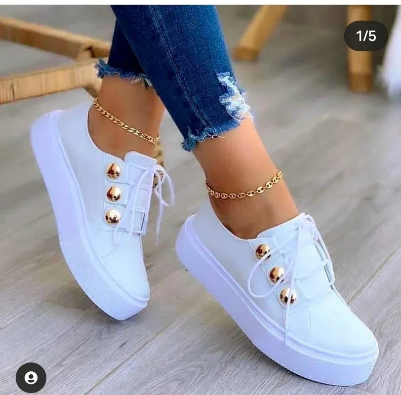 Serena | Ortopediska Platåsneakers Med Rund Tå
