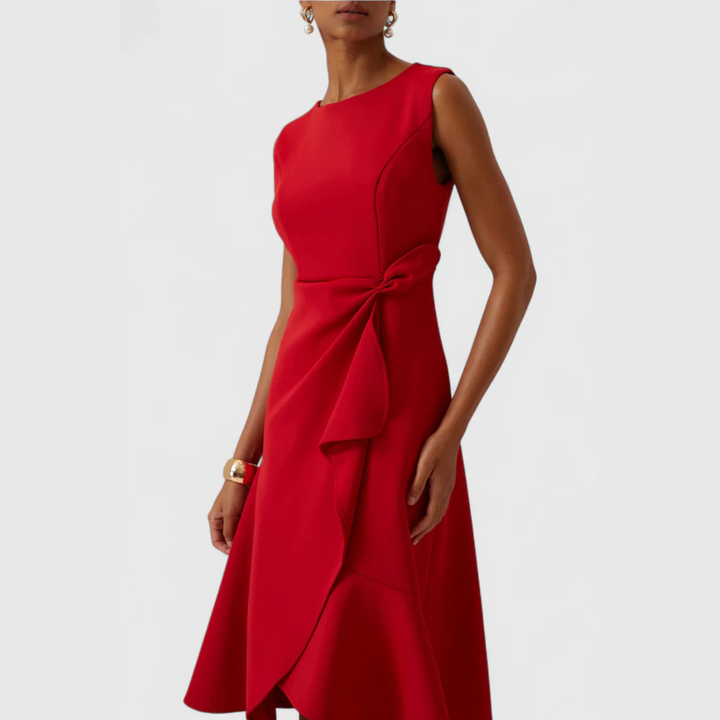 Eleanor | Draperad Asymmetrisk Midiklänning För Dam