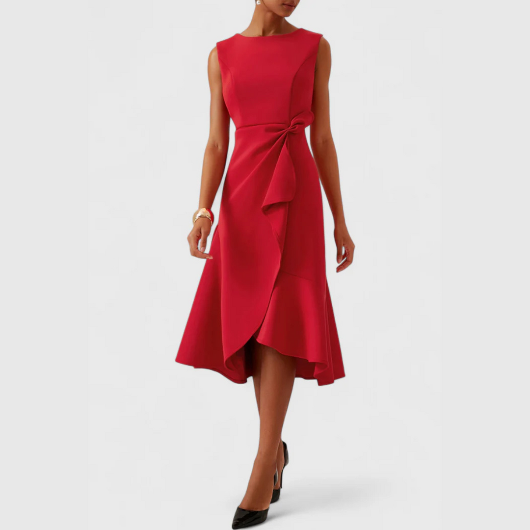 Eleanor | Draperad Asymmetrisk Midiklänning För Dam