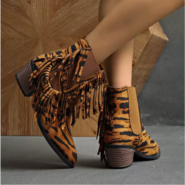 Zora | Lyxiga Fransade Ankelstövlar