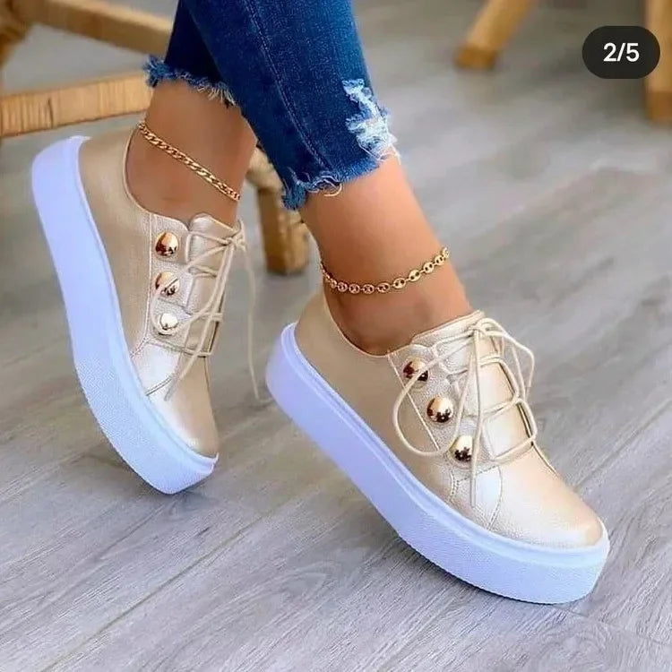 Serena | Ortopediska Platåsneakers Med Rund Tå