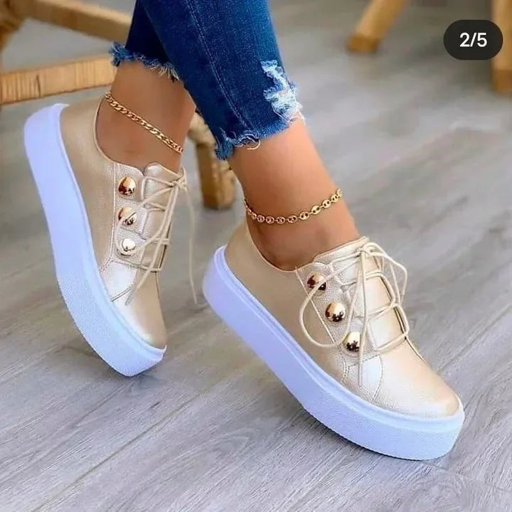 Serena | Ortopediska Platåsneakers Med Rund Tå