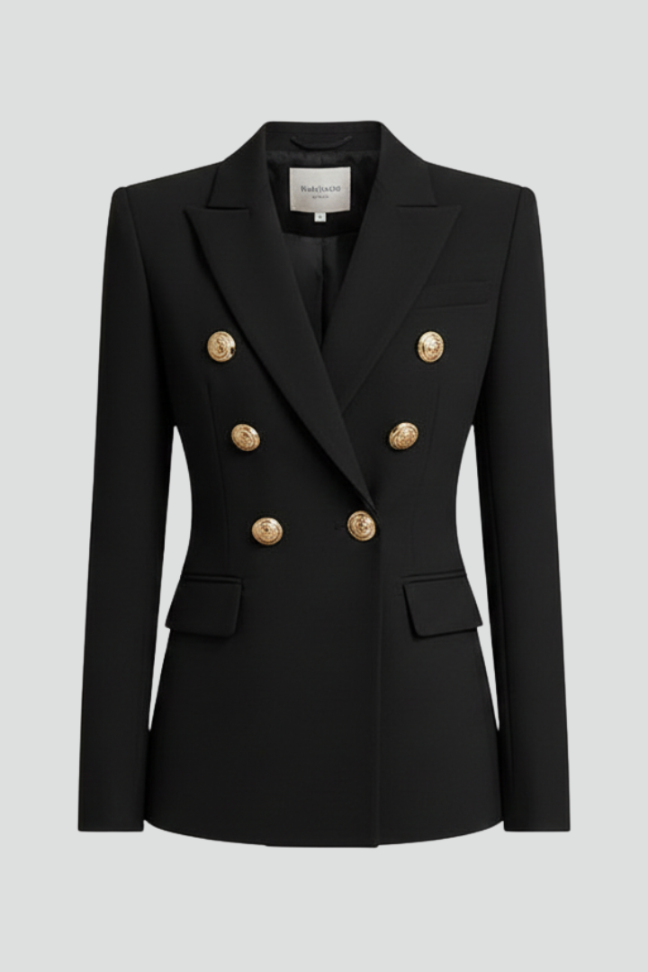 Rebecca | Damens dubbelknäppta blazer med detaljer i guldton