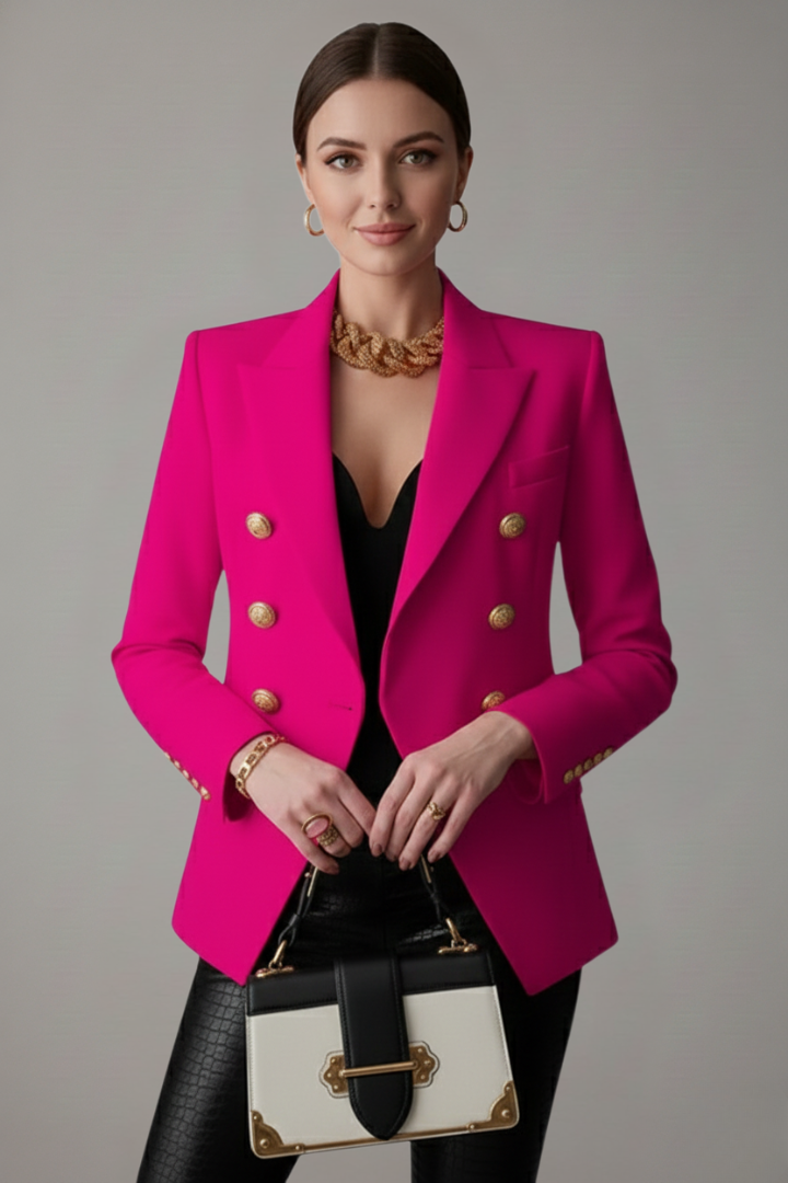 Rebecca | Damens dubbelknäppta blazer med detaljer i guldton