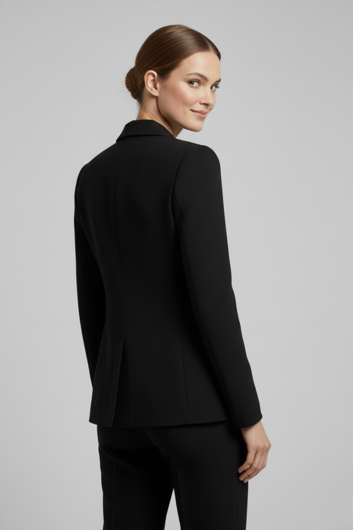 Rebecca | Damens dubbelknäppta blazer med detaljer i guldton