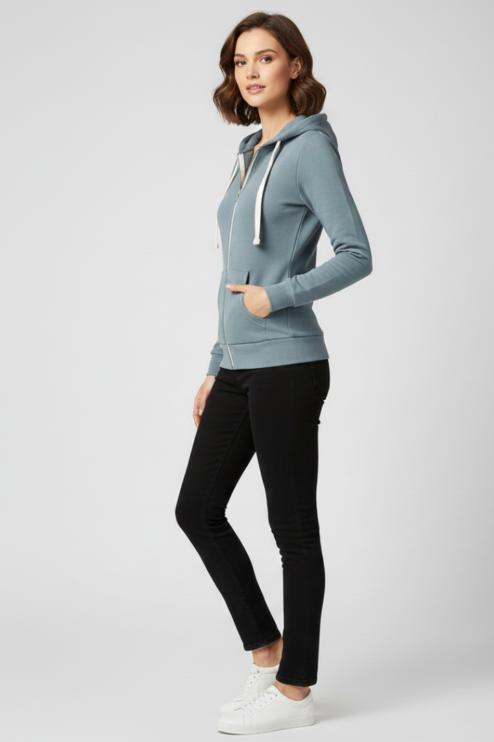 Grace | Dam Hoodie med Framlåset och Kängurufickor
