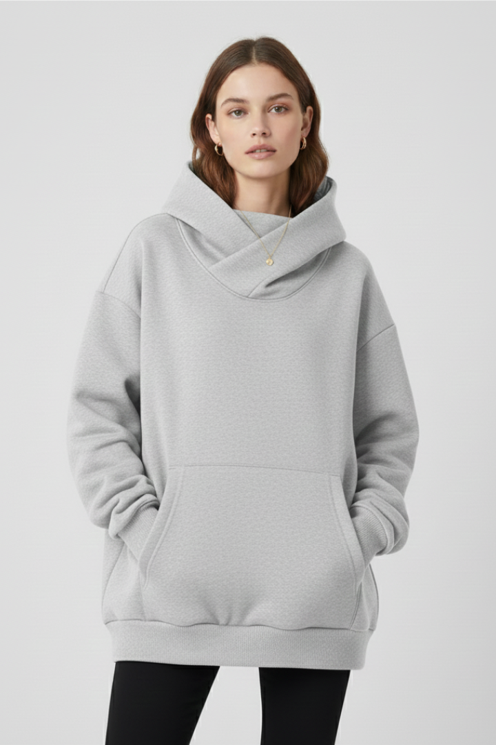 Gabriella | Damhoodie med hög krage och bred huva