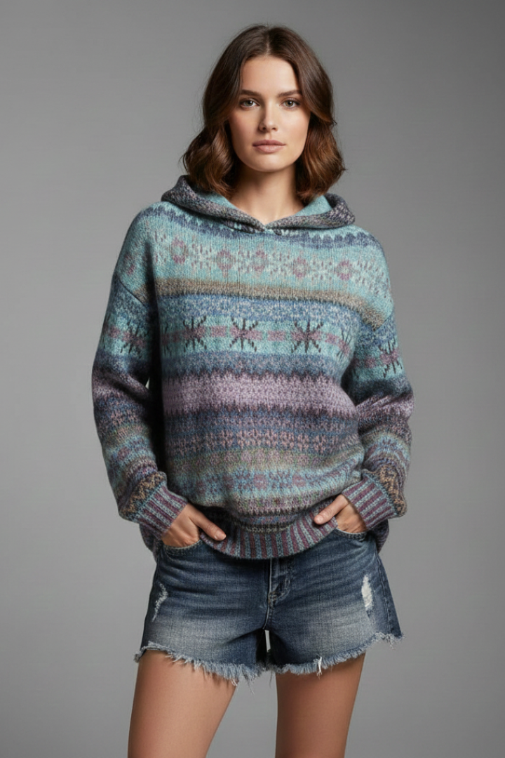 Dakota | Dam Hoodie med Huva och Ribbad Manschett