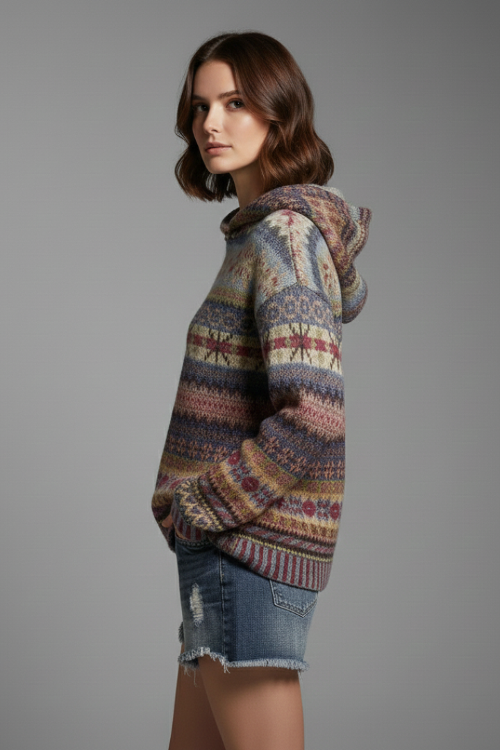 Dakota | Dam Hoodie med Huva och Ribbad Manschett