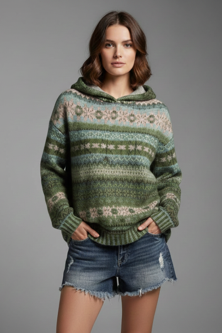 Dakota | Dam Hoodie med Huva och Ribbad Manschett