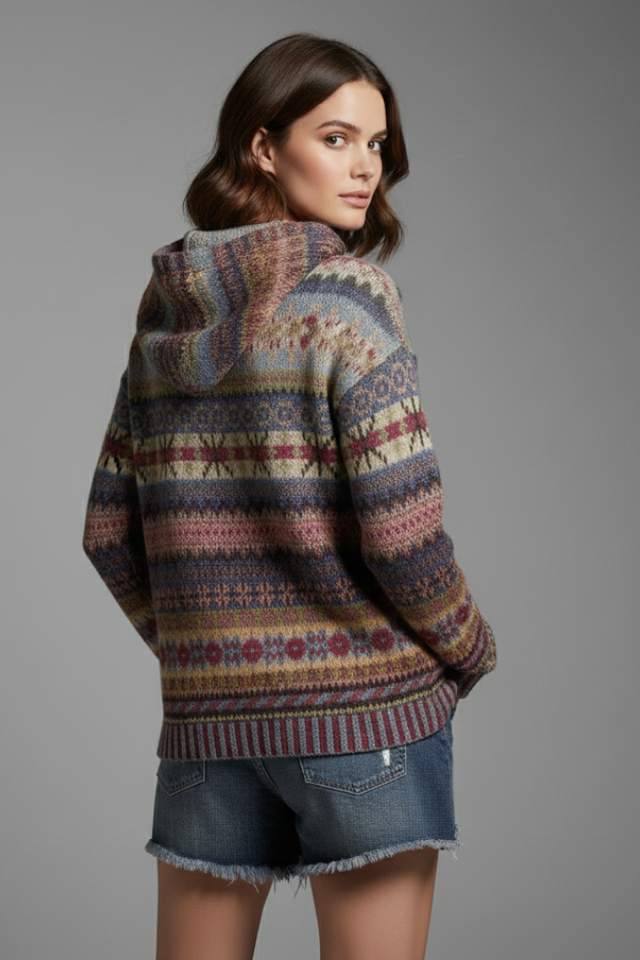Dakota | Dam Hoodie med Huva och Ribbad Manschett