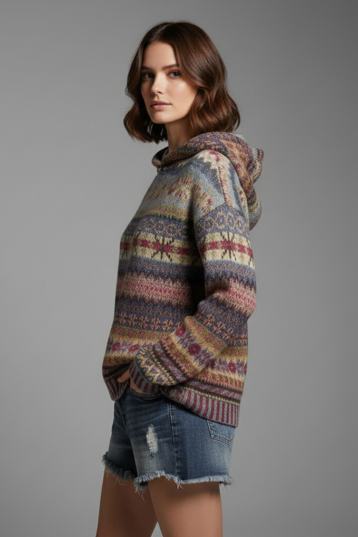 Dakota | Dam Hoodie med Huva och Ribbad Manschett