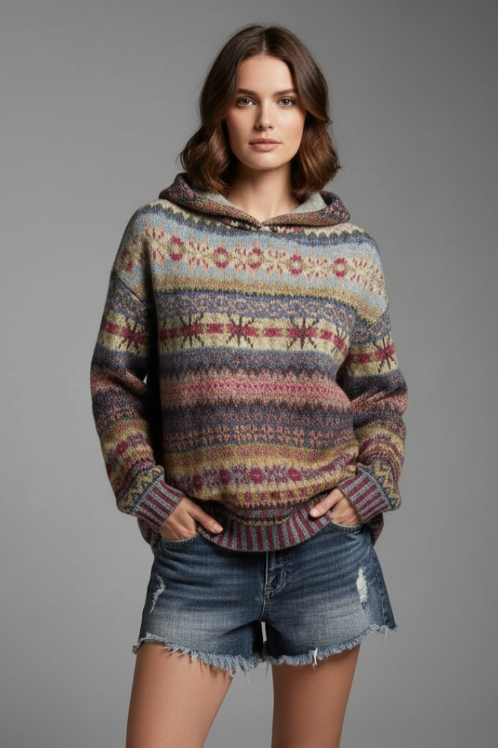 Dakota | Dam Hoodie med Huva och Ribbad Manschett