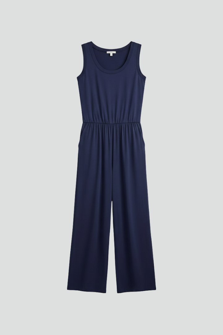 Emma | Dam Rundhalsad Elastisk Midja Vida Byxor Jumpsuit