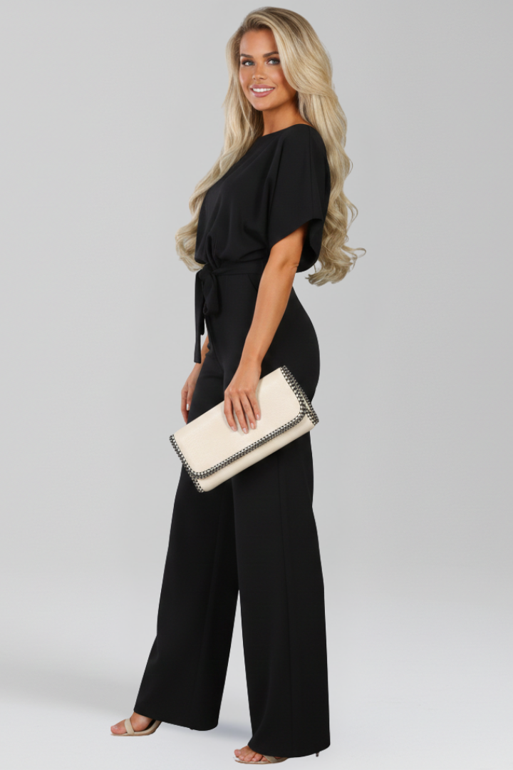 Danielle | Klassisk Jumpsuit Med Knytskärp Och Vida Ben För Dam
