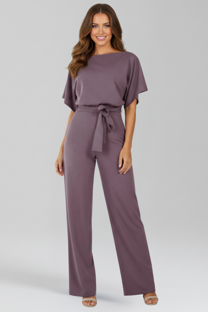 Danielle | Klassisk Jumpsuit Med Knytskärp Och Vida Ben För Dam