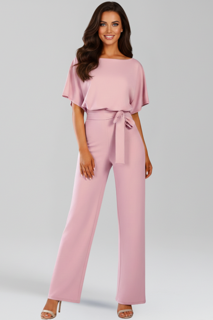 Danielle | Klassisk Jumpsuit Med Knytskärp Och Vida Ben För Dam