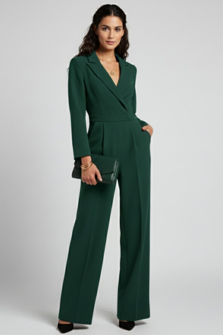 Charlotte | Skräddarsydd Jumpsuit Med Omlott Fram Och Vida Ben För Dam