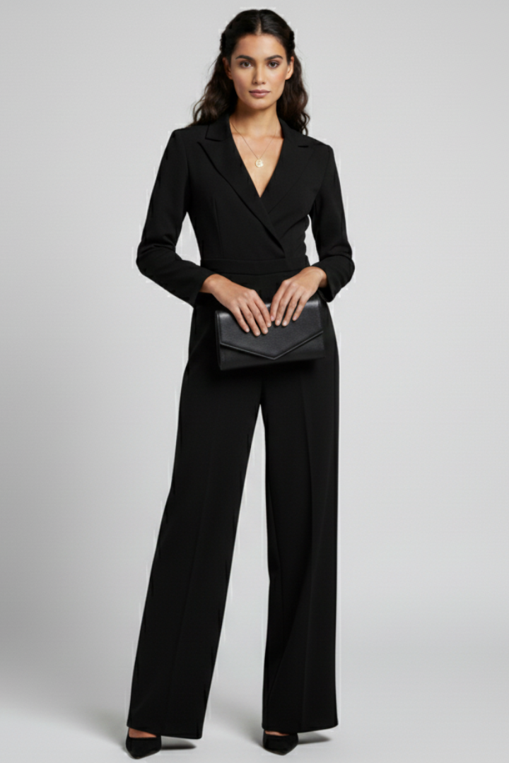 Charlotte | Skräddarsydd Jumpsuit Med Omlott Fram Och Vida Ben För Dam