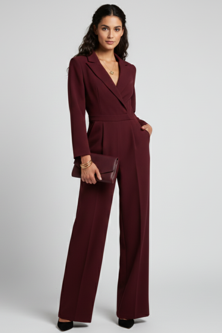 Charlotte | Skräddarsydd Jumpsuit Med Omlott Fram Och Vida Ben För Dam