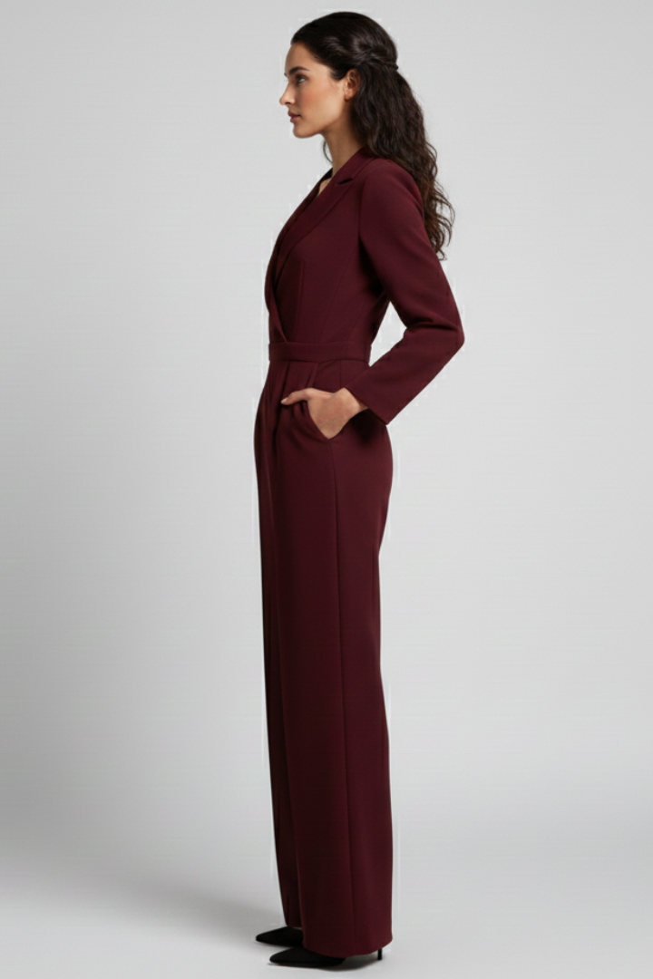 Charlotte | Skräddarsydd Jumpsuit Med Omlott Fram Och Vida Ben För Dam