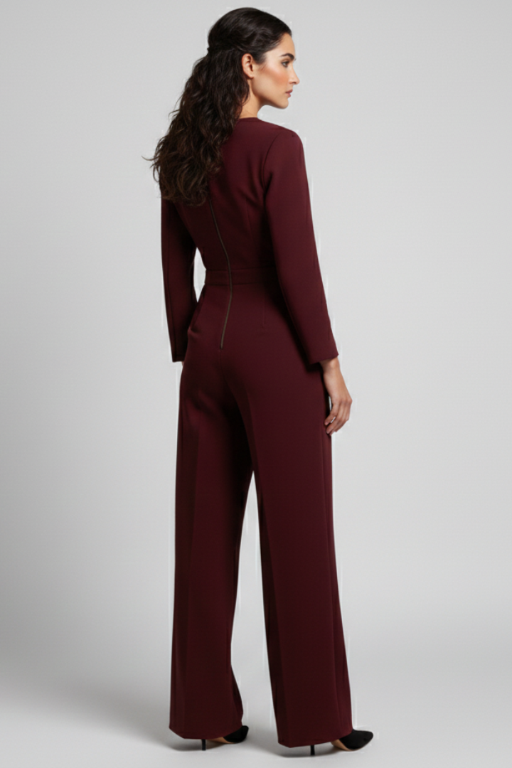 Charlotte | Skräddarsydd Jumpsuit Med Omlott Fram Och Vida Ben För Dam