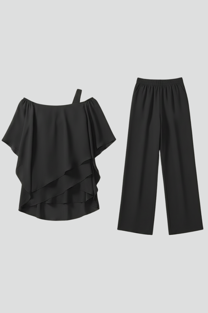 Chloe | Dam Off-Shoulder Flödande Vida Byxor Jumpsuit