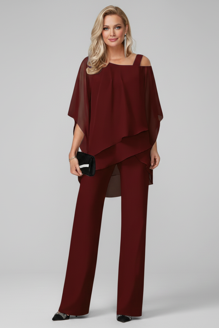 Chloe | Dam Off-Shoulder Flödande Vida Byxor Jumpsuit